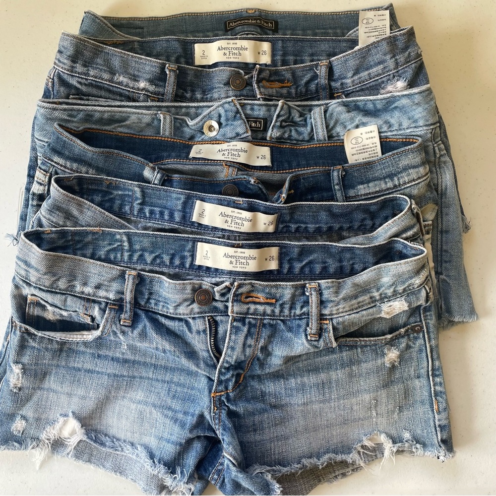 Bundle of 6 Pairs of Abercrombie & Fitch Denim Shorts - Size 26